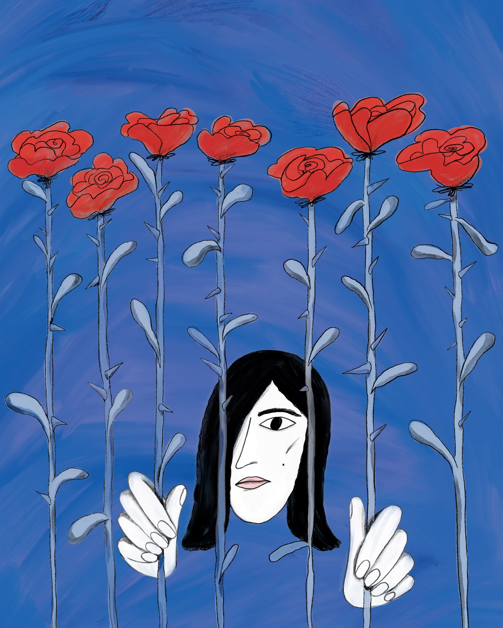 Ilustracija žene u "zatvoru" ruža