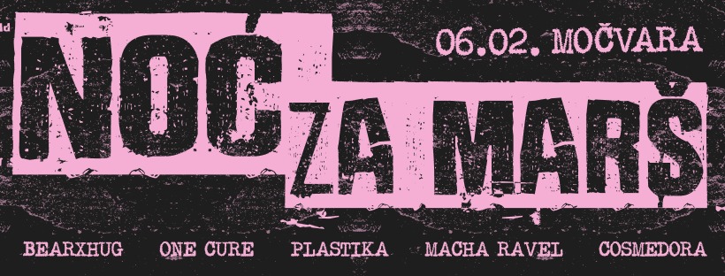 Vizual s imenima bendova koji nastupaju na benefit gigu